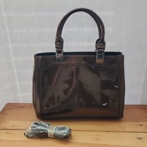 Elegant Brown Patent Leather Handbag